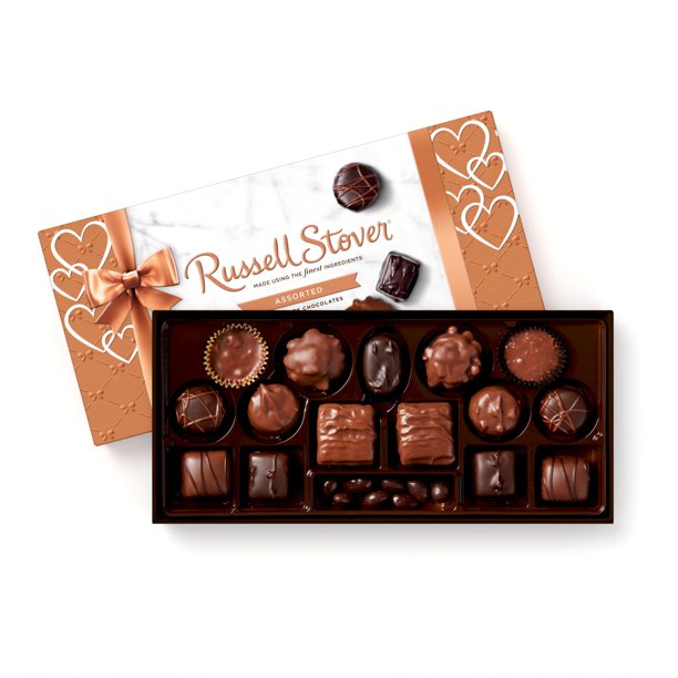 Russell Stover Valentine's Day Assorted Milk & Dark Chocolate Gift Box –  Dine-Asty Fleurs