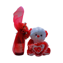 Red Wine Flower And Teddy Bear