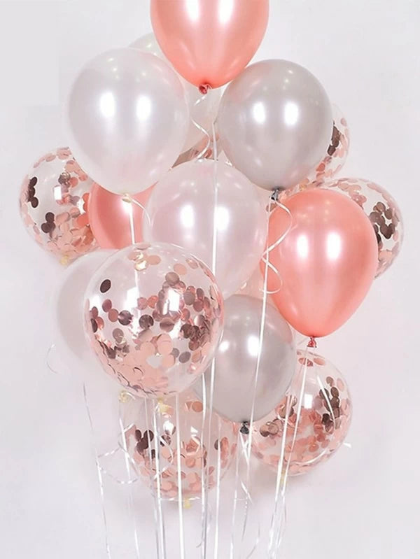 16pcs Confetti Balloon Set With 2rolls Ribbon