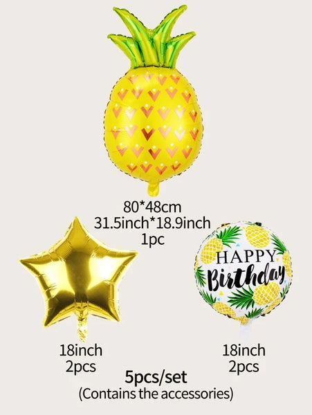 5pcs Pineapple & Star Design Balloon