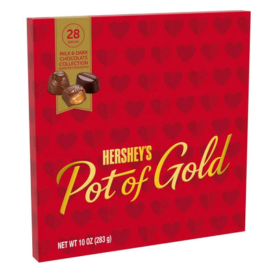 HERSHEY'S, POT OF GOLD Assorted Milk and Dark Chocolate Candy, Valentine's Day, 10 oz, Gift Box (28 Pieces)