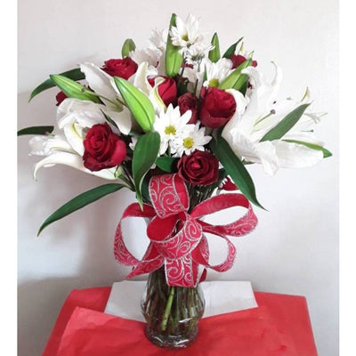 Red Roses, White Daisies, White LIlies