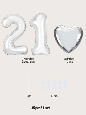 15pcs Number & Heart Shaped Balloon Set